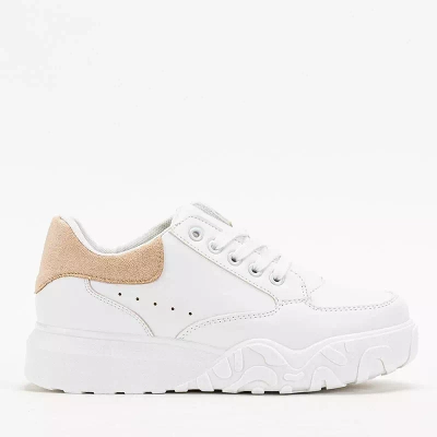 OUTLET Moteriški balti sportiniai bateliai su smėlio spalvos Abi įdėklu - Avalynė