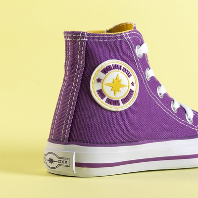 Детские высокие кеды в цвете фуксия с нашивкой Alvari