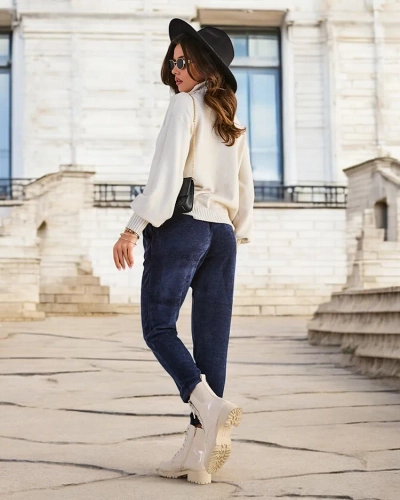 Royalfashion Простые брюки для женщин в стиле бархата