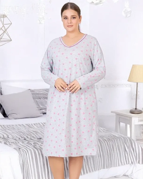 Женская ночная сорочка Royalfashion из хлопка с сердечками PLUS SIZE