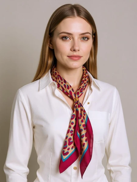 Apollonia Бордовый Женский Платок с Модным Узором – 100% Полиэстер Eleganza