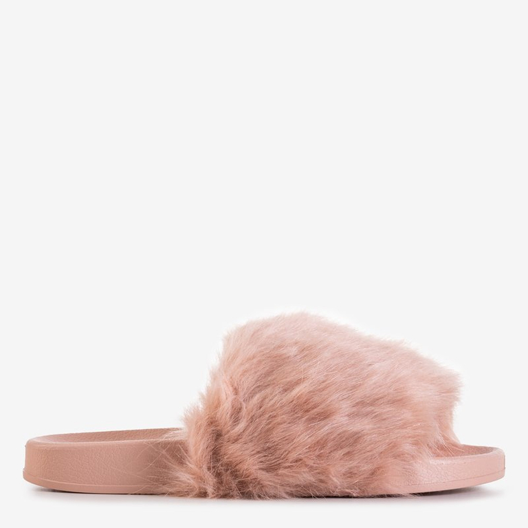 Темно-розовые женские шлепанцы с мехом Danita