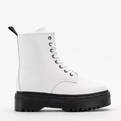 OUTLET Balti darbiniai batai ant masyvaus Lesya pado - Avalynė