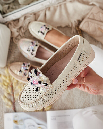"Royalfashion" Moteriški ažūriniai mokasinai su karoliukais Nasfali