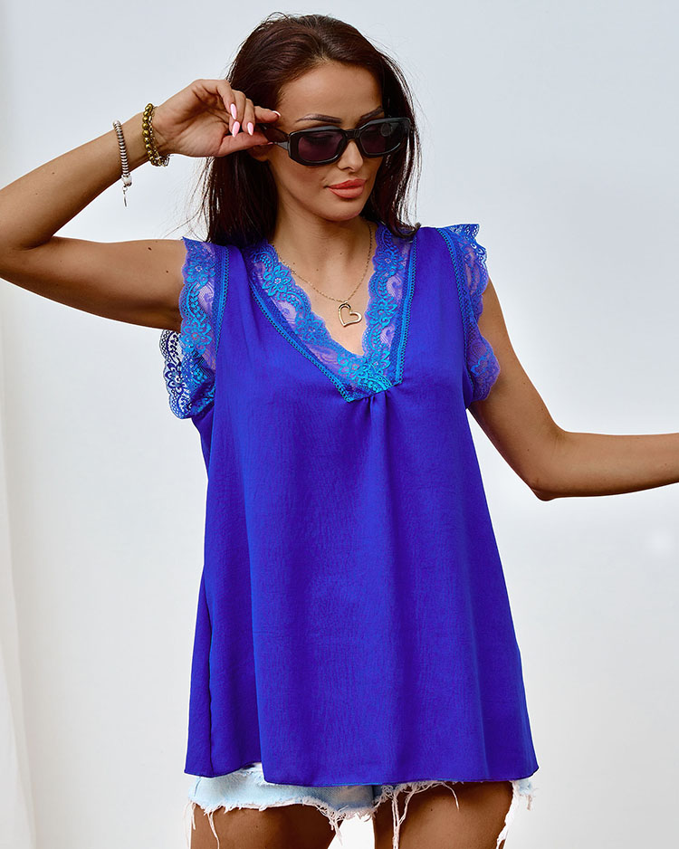 Royalfashion Женская блузка без рукавов с кружевом