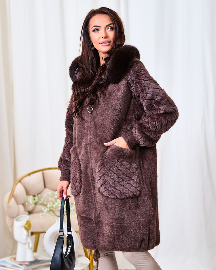 "Royalfashion" Rudas moteriškas dirbtinio kailio paltas