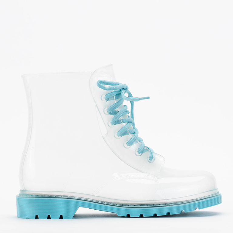 Прозрачные резиновые ботинки на голубой подошве Partys