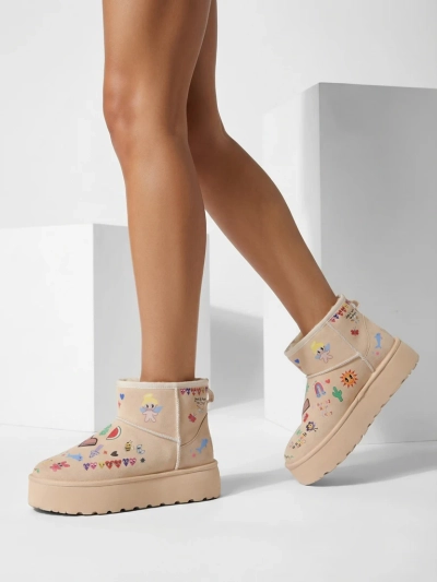 Callisto Angelico Insulated Kicks with Kidcore Platform Art - Beige