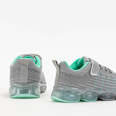 Pilki sportiniai bateliai vaikams su mėtiniais Doni elementais - Avalynė