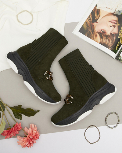 Žali moteriški apšiltinti ekovamzos batai Cuzitta- Avalynė
