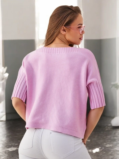 Royalfashion Женский вискозный свитер с короткими рукавами