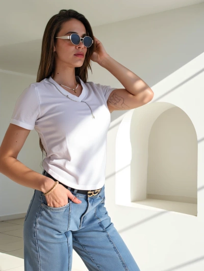 Royalfashion moteriška medvilninė crop top