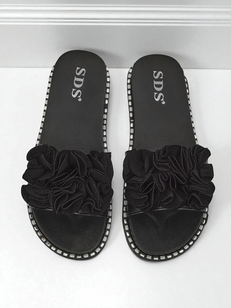 Royalfashion moteriškos šlepetės lygiu padu Flora Verde