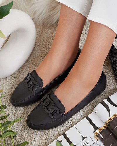 Женские мокасины с орнаментом черного цвета Arbusso- Footwear