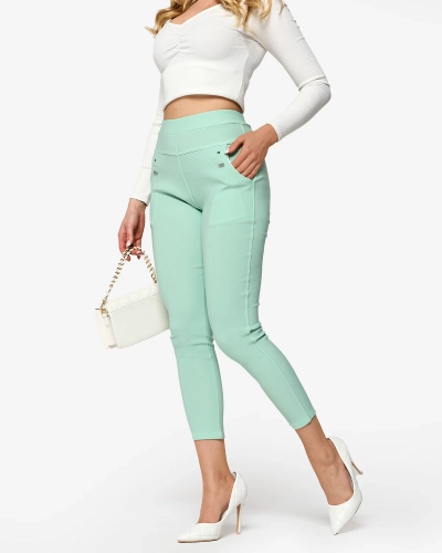 Žalios spalvos moteriški teginsai su papuošimais - Apranga