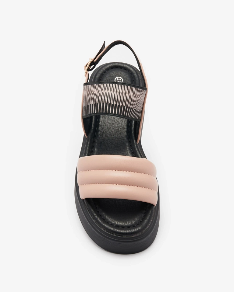 Rožiniai ir juodi moteriški sandalai storesniu padu Uvino- Avalynė