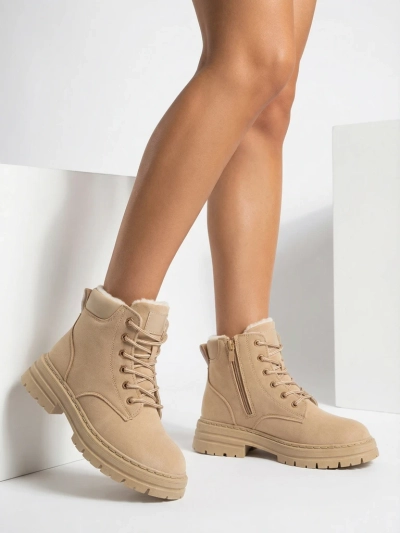 Royalfashion Светло-коричневые женские утепленные сапоги-трапперы Radoras