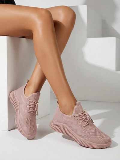 Aurelia Rosa – damskie sportowe buty Royalfashion z tkaniny, różowe, płaski obcas