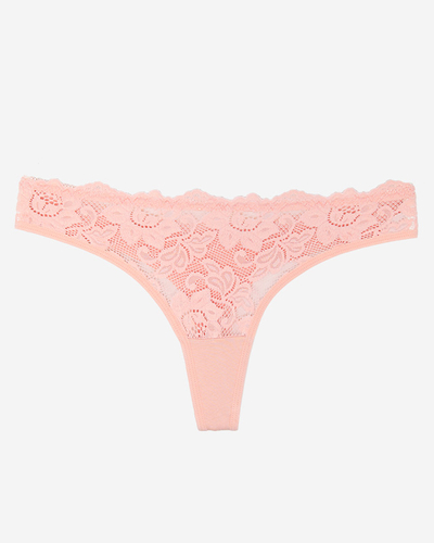 Moteriškos rausvos medvilninės kelnaitės su nėriniais - Apatiniai drabužiai