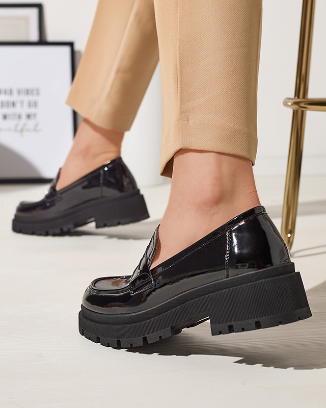 Черные лакированные мокасины для женщин Noppel Footwear