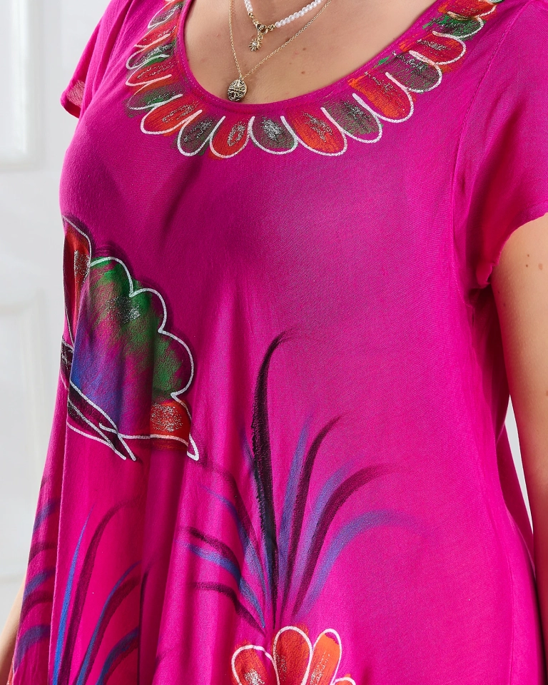 Фуксия женское пляжное покрывало плательного типа с цветочным принтом - Одежда