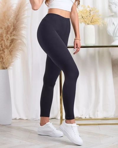 Royalfashion Женские бамбуковые леггинсы черного цвета