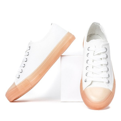 Biało-brązowe trampki na gumowej podeszwie Peach Blow - Obuwie