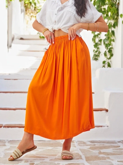 Юбка миди Royalfashion из вискозы для женщин, легкая летняя с двумя карманами