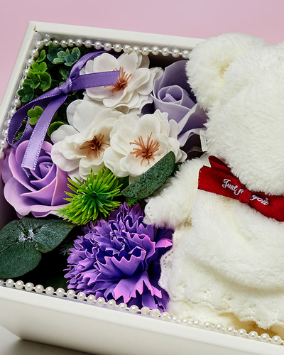 Royalfashion Flowerbox Цветы в коробке с мишкой