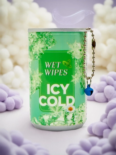 Drėgnosios servetėlės dekoratyvioje pakuotėje ICY COLD 30vnt
