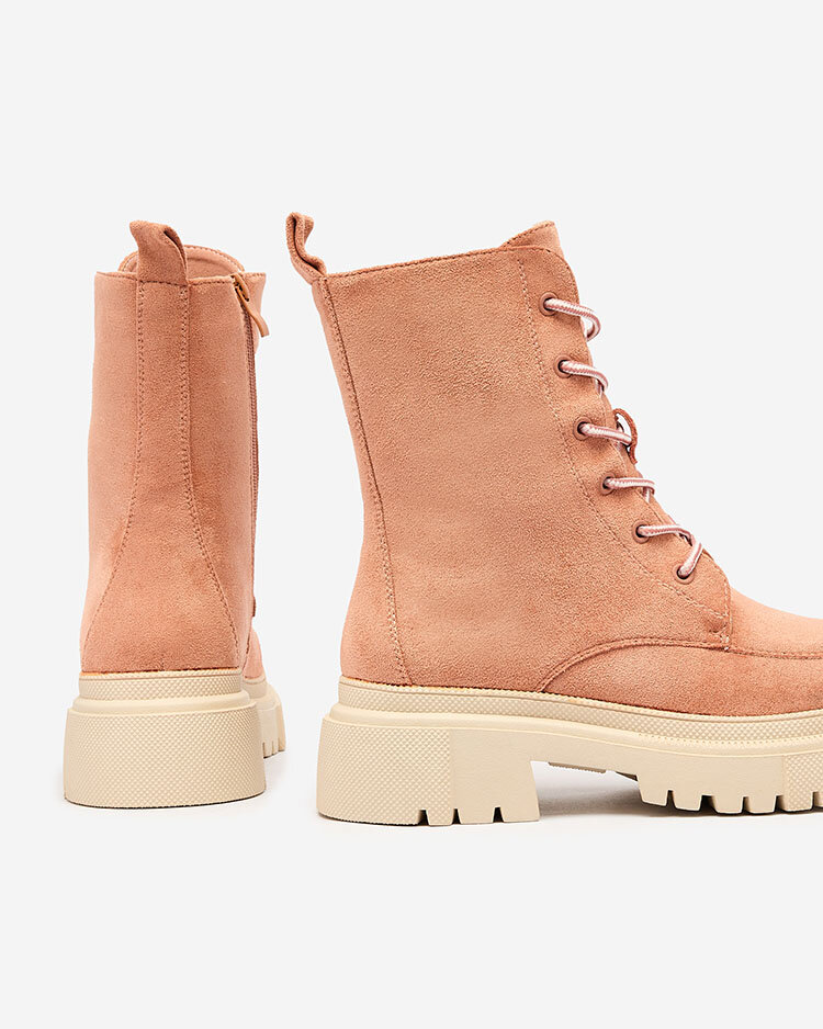 Royalfashion Розовые женские ботинки на шнуровке Cacava