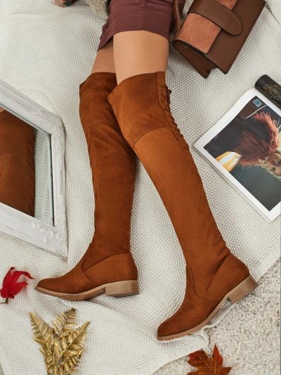 Moteriški ilgaauliai virš kelių eko zomšiniai Denvoria