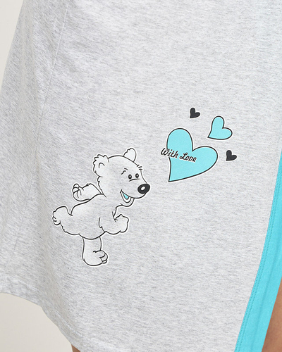 Халат женский серый с синими вставками - Одежда