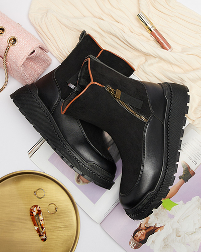 Черные женские сапоги на плоском каблуке Mefina- Footwear