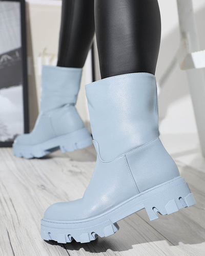 Голубые женские сапоги с утеплением Mekira