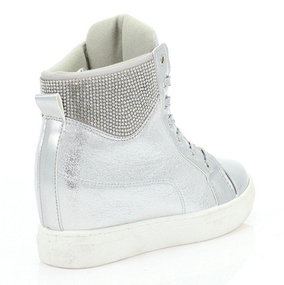 Серебряные кроссовки на внутренней танкетке Beatrice - Обувь