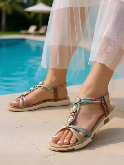 Женские сандалии Colora Aurora Royalfashion с цирконами Весна Лето