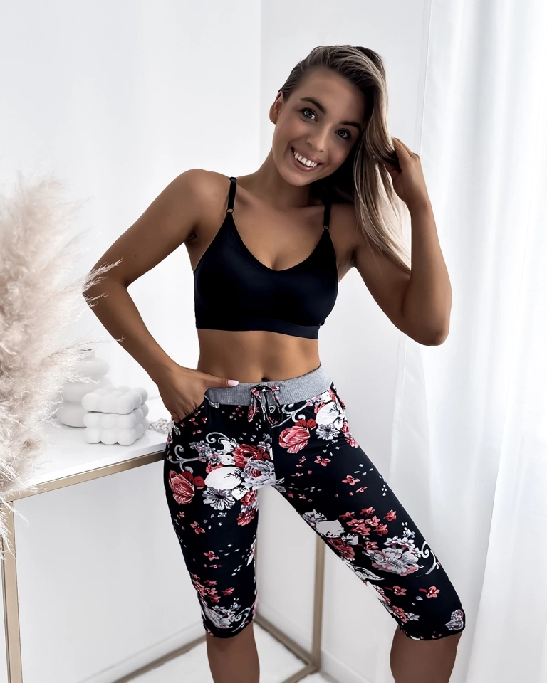 Женские шорты 3/4 черно-розовые PLUS SIZE - Одежда