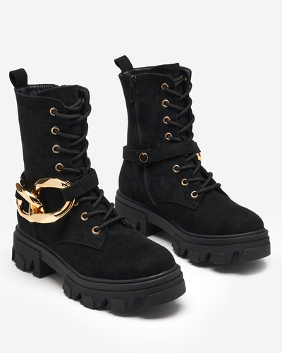 Juodi moteriški aukštaauliai su grandinėle Loti - Avalynė