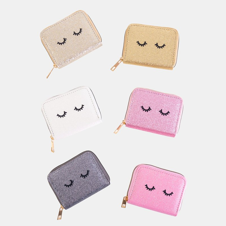 Maža rožinė moteriška brokatinė piniginė - Piniginė