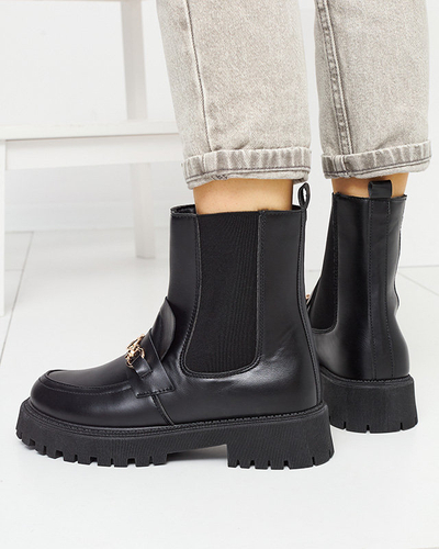 Черные женские утепленные сапоги из экокожи с декором Fera - Обувь