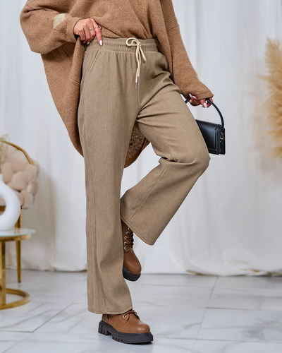 "Royalfashion" Chaki spalvos moteriškos velvetinio audinio kelnės