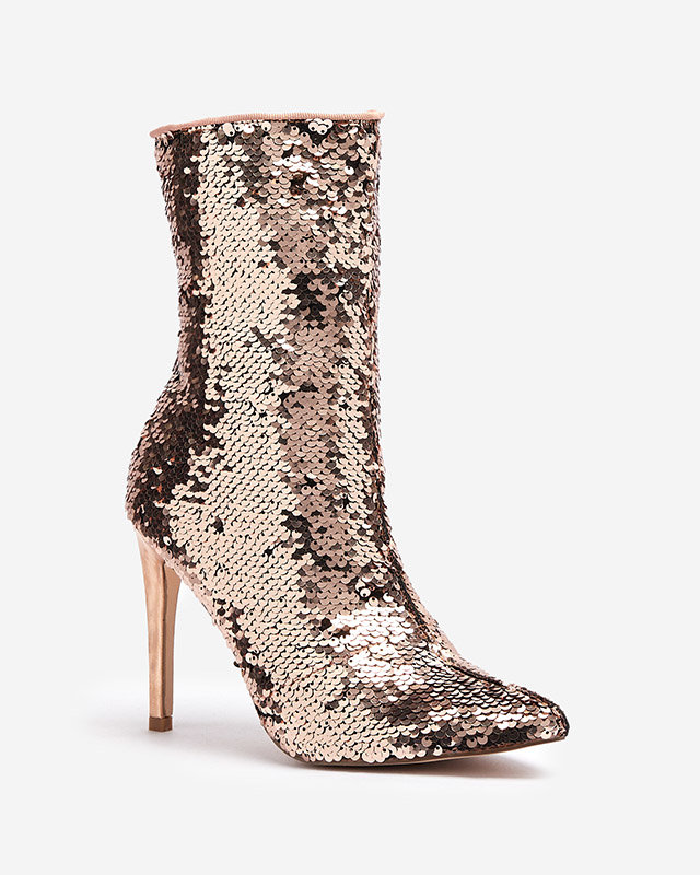 OUTLET Розово-золотые женские сапоги с блестками Lexillo- Footwear