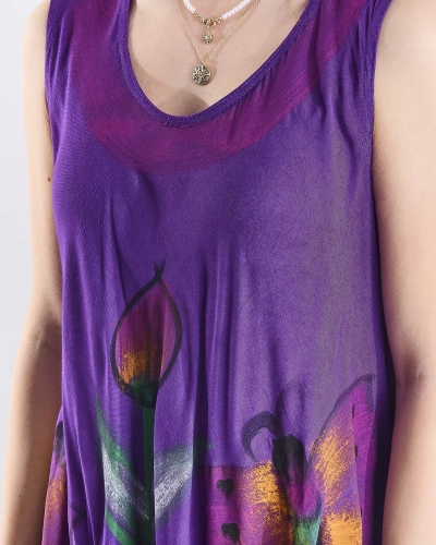 Violetinė paplūdimio suknelė-sijonas su spalvingu raštu - Drabužiai