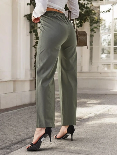 Женские широкие брюки Royalfashion из хлопка с отделкой в виде пояса