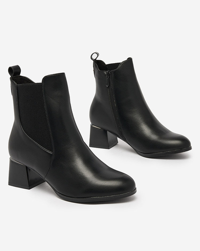 Royalfashion Черные женские сапоги на низкой шпильке Nejery