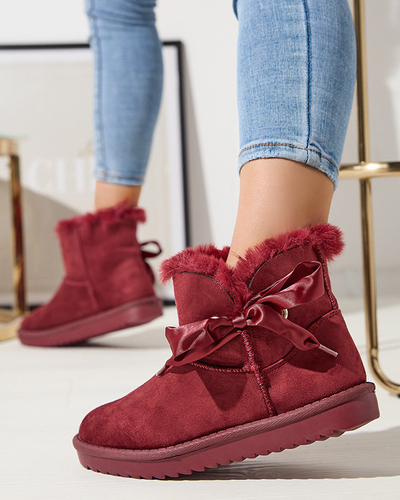OUTLET Bordo spalvos moteriški sniego batai su lankeliu Rimms- Footwear