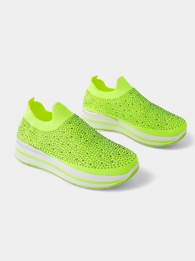 Спортивная обувь для женщин Royalfashion на резинке из ткани с стразами Adeq