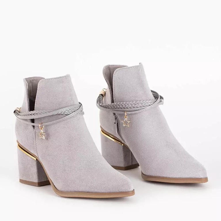 OUTLET Серые женские сапоги на шпильке Sheea - Обувь