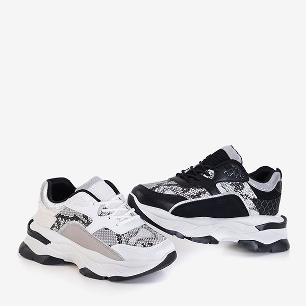 Женские белые спортивные туфли с тиснением под змеиную кожу Феликс - Обувь